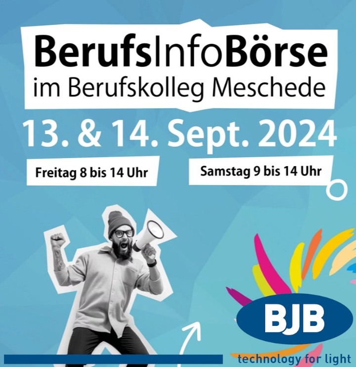 Am 13. &amp; 14. September 2024 findet Ihr uns im Berufskolleg Meschede auf der BerufsInfoBörse. Wir als BJB freuen uns auf Euren Besuch. 😊🥰👏🔥😮

Link in der Story 💻

#bjb.group#gestaltedeinezukunft#bib#ausbildung#studium#praktika#hsk#berufsinfobörsemeschede#grillenmachtglücklich#schüler#⏲🏢💻🔨🚀